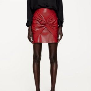 Red Faux Leather Zara Mini Skirt